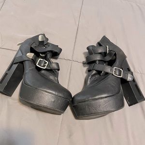 Black Leather Platform Boots